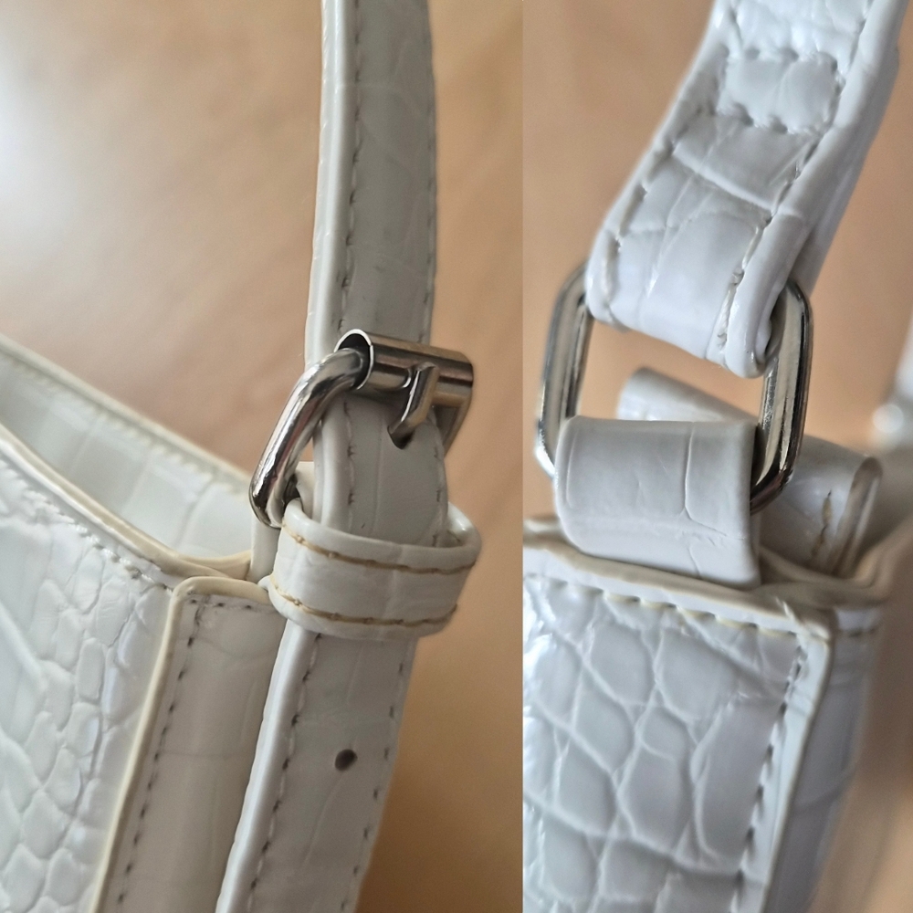 ☆5/$15☆Cotton On White Croc-Embossed Shoulder Bag | Mini Baguette Style - Picture 16 of 16